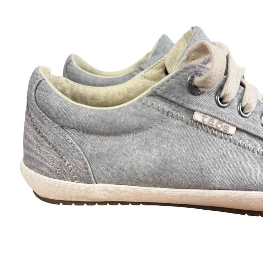 Taos Star Gray Lace Up Sneakers Canvas Shoes Casual Comfort Neutral sz 6.5
